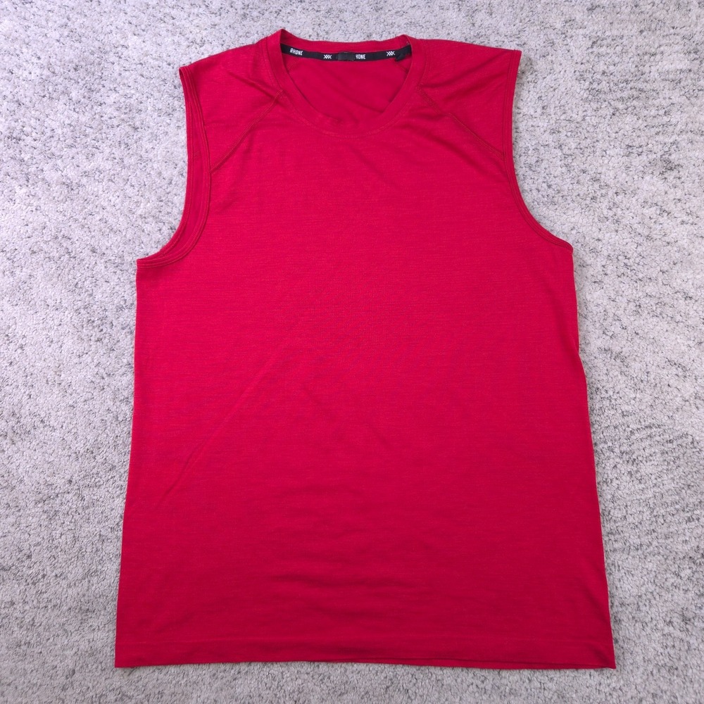 Rhone Tank Mens Medium Sleeveless Shirt Top Red Training Workout Crew Neck